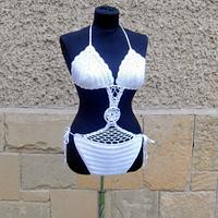 White Crochet Swimsuit, Crochet Swimwear, Summer Swimsuit, Beach wear, White Cotton Swimwear, 