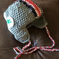 Crocheted Baby Buckeye Hat with ear flaps - Project by Shirley