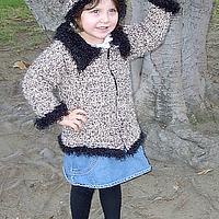 Little Leopard Tunisian Crochet Jacket and Crochet Hat