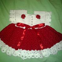 Christmas Baby Dress Set - Bonnet, Booties & Dress