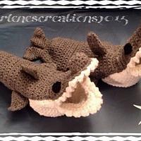 Crochet Shark Slippers - Project by CharlenesCreations 