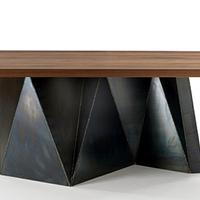 Walnut Top Dining Table with "Stealth" Style Base