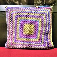 Granny Square Cushion Cover with Top Opening Buttons - Project by rajiscrafthobby