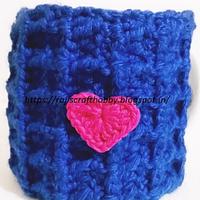 Waffle Stitch Mug Cozy with a Heart Applique - Project by rajiscrafthobby