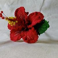 Chevron Red Hibiscus Crochet Flower