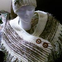 Creamy chocolate shawl/hat set - Project by juliame