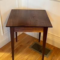 Floating top walnut end tables