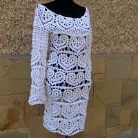 Crochet White Dress, Wedding Lace Dress, Hearts Dress, Lace Wedding Dress, Cocktail Crochet Dress - Project by etelina