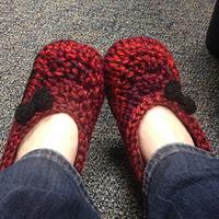 Cranberry Slippers with Black Bows - Project by Alana Judah