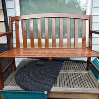 Restored a teak garden bench with reclaimed teak.