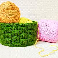 DIY Round Crochet Storage Basket - Project by rajiscrafthobby