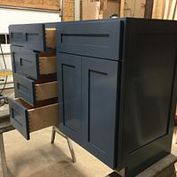 Blue Lacquer vanity cabinet