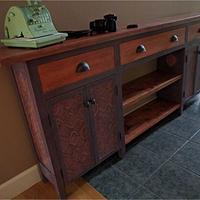 Stenciled & Stained Hall Table with USB charging station (in drawer) - Project by Steve Rasmussen