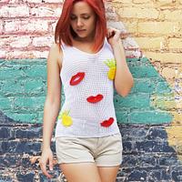 Crochet Tank Top with Pineapples and Lips - Project by janegreen