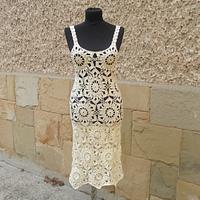 Crochet Dress, Summer Lace Dress, Lace Champagne Dress, Exclusive Handmade Dress