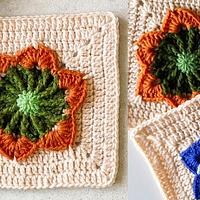 Crochet Radiant Orbit Granny Square Block - Project by rajiscrafthobby