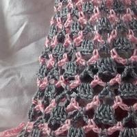 FREE SHIPPING, Baby girl, pink and gray dress, handmade crocheted baby, girl clothes, Spring dress,