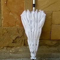 Wedding Umbrella, White Lace Parasol, Crochet Wedding Accessories,  Umbrella Sunshade Parasol