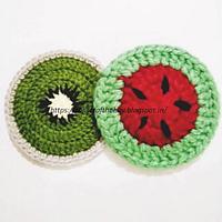 Kiwi and Watermelon Coasters - Project by rajiscrafthobby