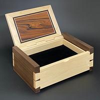 Jewelry Box with hand cut dovetails and wood hinge