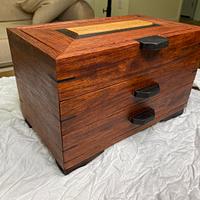 Jewelry Box I made in Bubinga, Birdseye Maple, Wenge and Birch.   - Project by Alan Sateriale