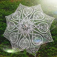 Crochet Umbrella, Wedding Umbrella, White Lace Parasol, Wedding Accessories, Bridal Umbrella - Project by etelina