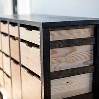 Tool storage chest of drawers, modernist style