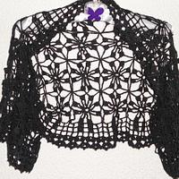 Crochet Bolero, Black Romantic Bolero, Crochet Women Shrug, Sleeves, Lace Wrap, Spring Summer Bolero