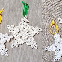 Snowdrift Crochet Snowflake Ornament Pattern - Project by rajiscrafthobby