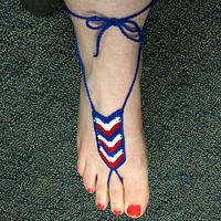 Red, White and Blue Chevron Barefoot Sandal