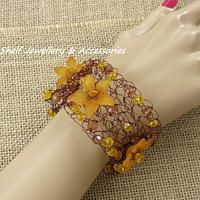 Crochet wire and beaded flower Cuff Bracelet - Project by Top Shelf Jewellery & Accessories