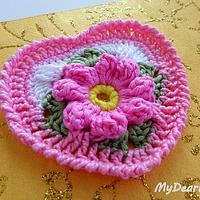 Granny Square Heart - Crochet Tutorial - Project by MyDearKnitting