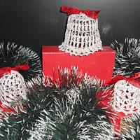 Crochet Silver Bells, Christmas Bells Decoration, Crochet Home Decor, Crochet Table Decoration - Project by etelina