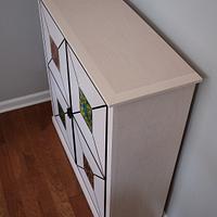 Sewing Supplies Cabinet with Inlaid Metal Tile Accents