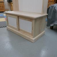 Entry way coat and shoe tree cabinet