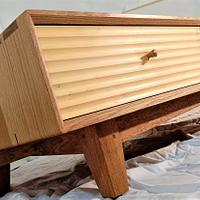 Coffee table in Quarter sawn American oak, recycled English oak and huon pine