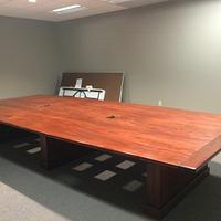Mahogany conference room table 2 1/2" thick top X 6' 8" wide 15' long - Project by woodbutchersc