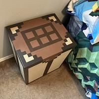 Minecraft Crafting Table style side table with hidden storage