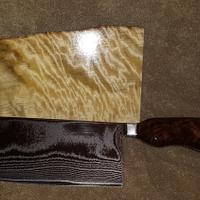 Damascus cleaver and knife block. - Project by Mark Michaels