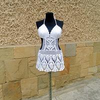 Crochet Cover up, Beach Dress, White Beach Wear, Sexy Bra, Crochet Bikini Top, 