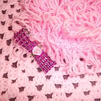 Pink Loopy Blanket on granny square