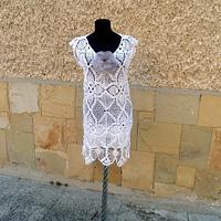 Crochet Beach Dress, White Handmade Dress, Summer Beach Dress, Crochet Resort Dress, Sexy Lace Dress - Project by etelina