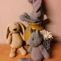 Two Rabbit's and a Squirrel crocheted Toys