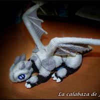 Black crochet dragon with Armor  - Project by La Calabaza de Jack