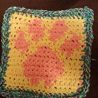 paw print dish cloth - Project by Down Home Crochet