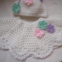 Crocheted Poncho and pull on hat