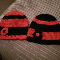 black and red beanies for two girls - Project by maggie craig