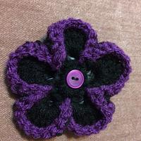 Black Ear Warmer with Interchangeable Purple Flowers