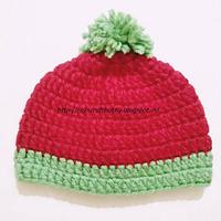 Watermelon Bulky Yarn Baby Hat - Project by rajiscrafthobby
