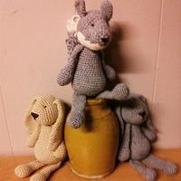 Two Rabbit's and a Squirrel crocheted Toys